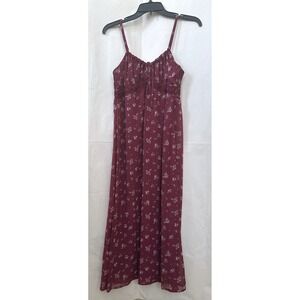 No Boundaries Babydoll Burgundy Floral Smocked Maxi Dress‎  M / 8-10 Milkmaid